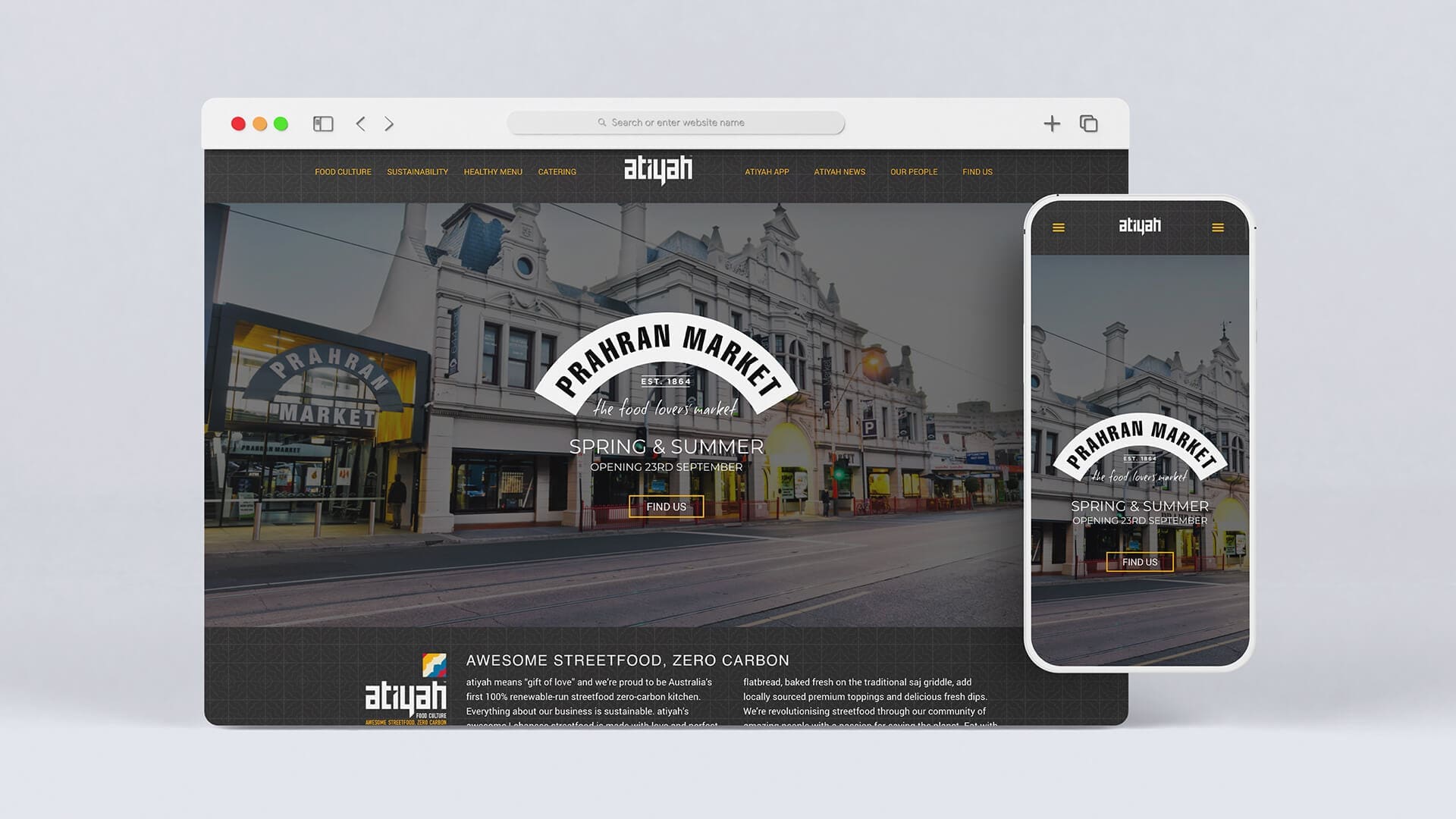 Atiyah - Portfolio presentation showing the homepage website page