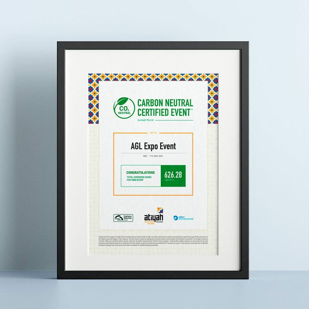 Atiyah - Carbon Neutral Certified Event certificate