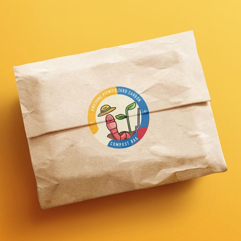Atiyah - Sticker design shown on a brown paper parcel mockup