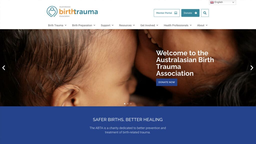 Australian Birth Trauma Association website homepage